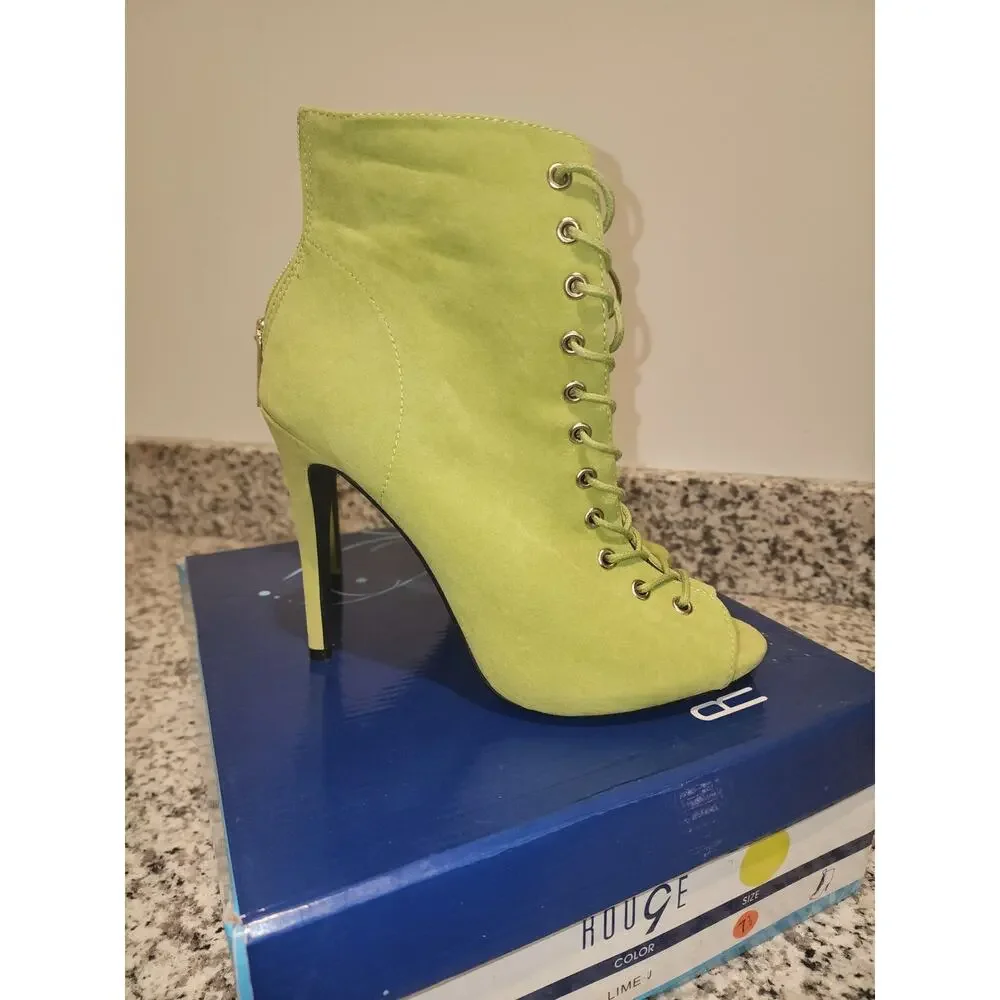 Rouge Perton-63 Lime Green Dress Bootie Heels
